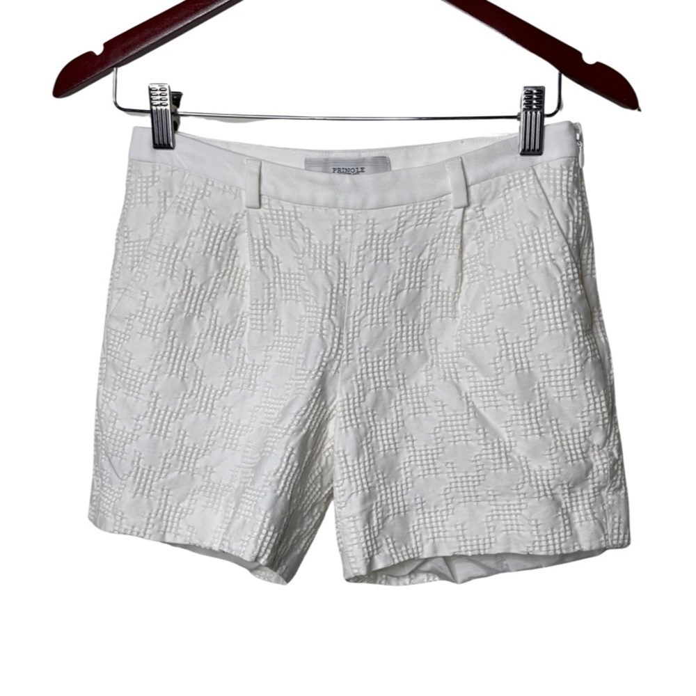 Pringle of Scotland white cotton blend textured mini shorts sz 0